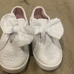 Oshkosh white slip on eyelet toddler  girls sneakers
